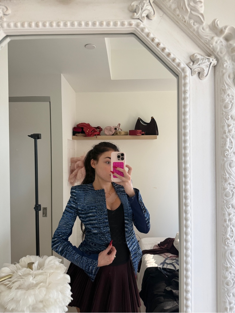 BCBGMAXAZRIA Blue Crocodile Print Jordyn Structured Blazer - Picture 15 of 15